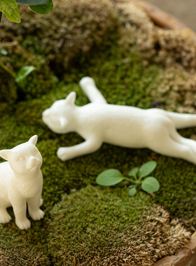 陶瓷可爱简约萌系小猫咪动物招财猫茶宠桌面笔搁装饰盆景家居摆件
