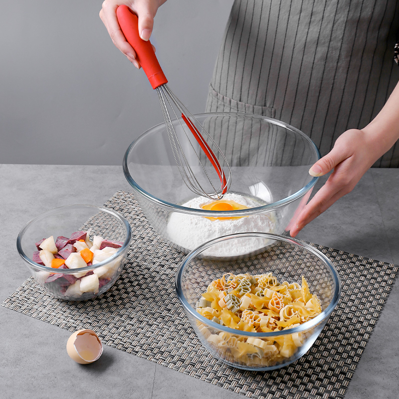 透明玻璃沙拉碗家用微波炉耐高温烘焙打蛋盆和面盆水果盆客厅果盘