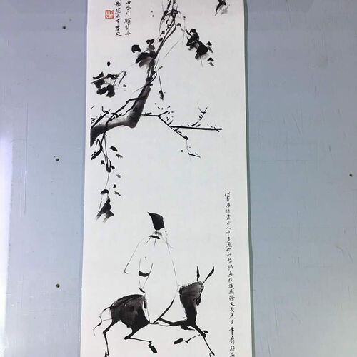 徐渭驴背吟诗图人物风景水墨国画微喷复制客厅书房挂轴装饰画