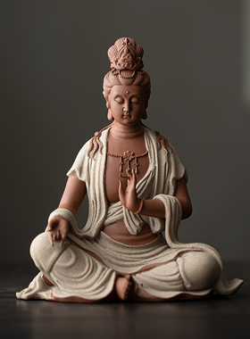 炼器新中式禅意观音菩萨佛像摆件家用玄关客厅家居陶瓷工艺品装饰