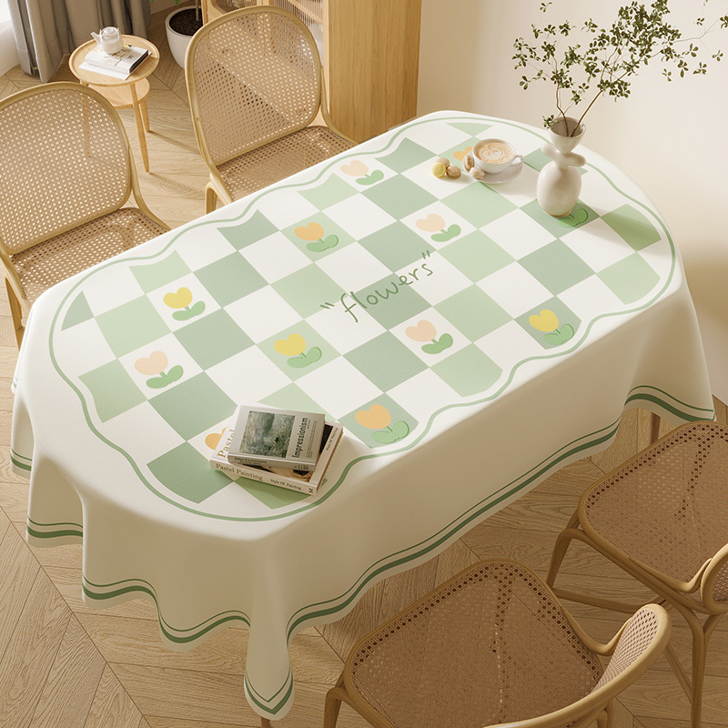 小清新桌布免洗防油防水防烫椭圆形餐桌桌布轻奢高级感茶几布桌布