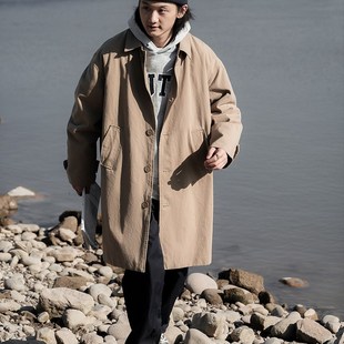 古叔的着复古浴血黑帮巴尔马肯风衣中长款翻领大衣宽松男春夏