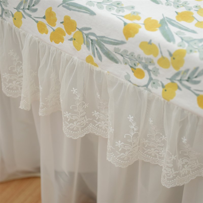 LUTO新品奶油风白纱蕾丝纱裙茶几电炉烤火桌桌罩防尘罩装饰罩定做