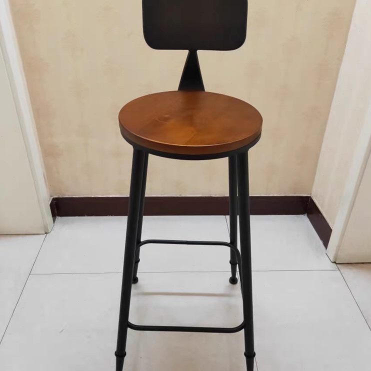 家用美式复古吧椅休闲吧凳高椅子高脚吧台凳铁艺阳台吧台椅靠背椅