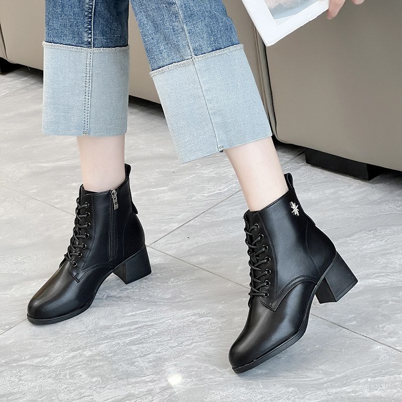马丁靴粗跟女鞋2023新款冬季加绒爆款中跟短靴女时尚百搭显瘦女靴,女鞋,马丁靴,淘宝优惠券,粉丝福利购,淘宝优惠卷