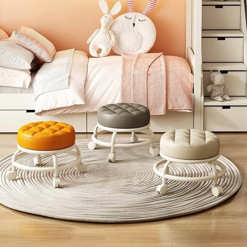 万向轮小凳子家用客厅沙发凳简约滑轮矮凳皮质茶几圆凳带轮小板凳,住宅家具,万向轮凳,淘宝优惠券,粉丝福利购,淘宝优惠卷