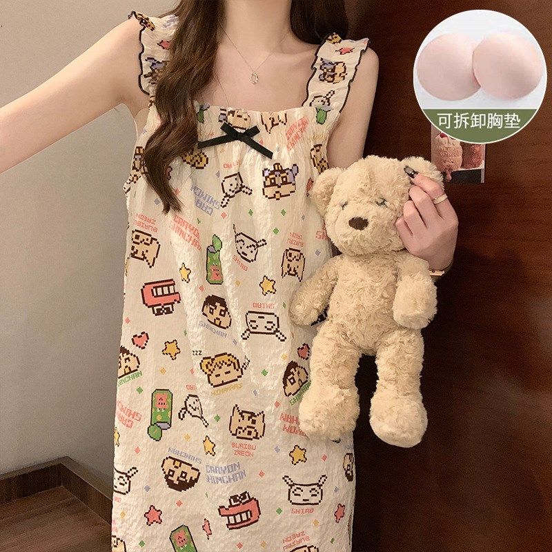 带胸垫睡裙女夏季薄款吊带女款睡衣日系可爱连衣裙大码孕妇家居服,女士内衣/男士内衣/家居服,睡裙,淘宝优惠券,粉丝福利购,淘宝优惠卷