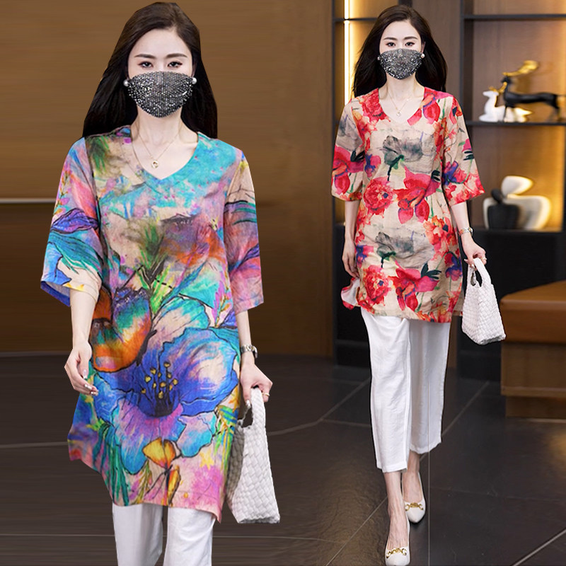 大码女装民族风妈妈装短袖+裤子两件套女胖夏季新款时尚休闲套装,女装/女士精品,大码套装,淘宝优惠券,粉丝福利购,淘宝优惠卷