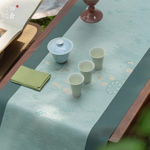 归云居 载春归织锦茶席套组复古中式茶桌垫子双面禅意布艺桌旗