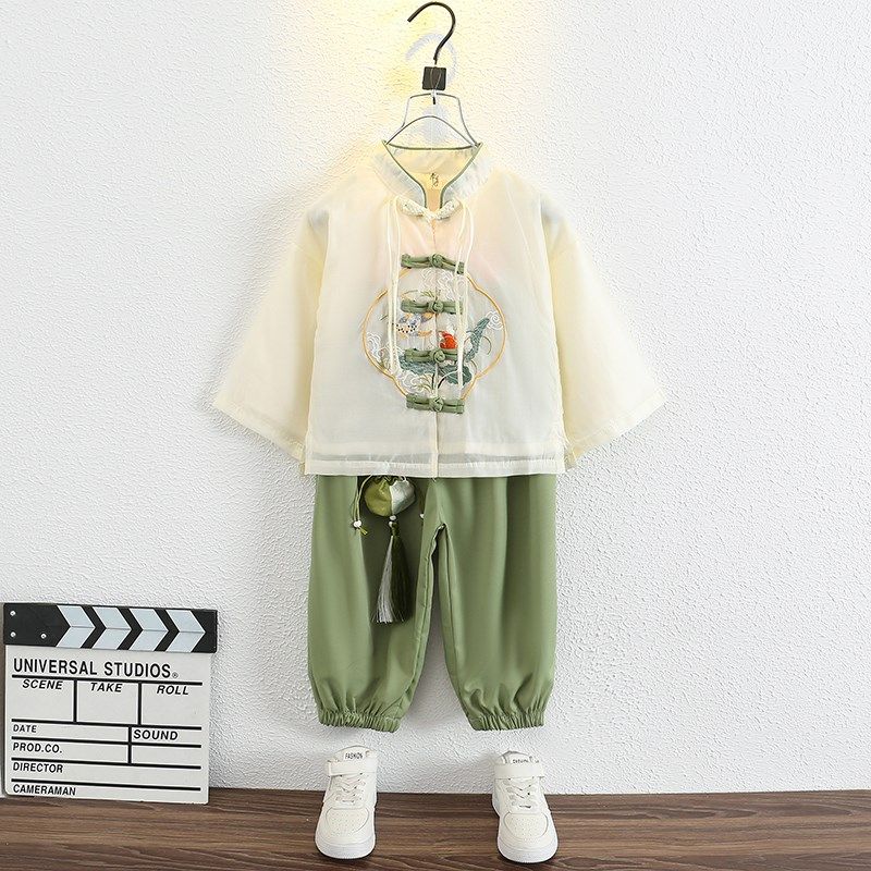 中国汉服男童长袖套装春秋薄款儿童唐装民族风宝宝古装国学演出服,童装/婴儿装/亲子装,汉服,淘宝优惠券,粉丝福利购,淘宝优惠卷