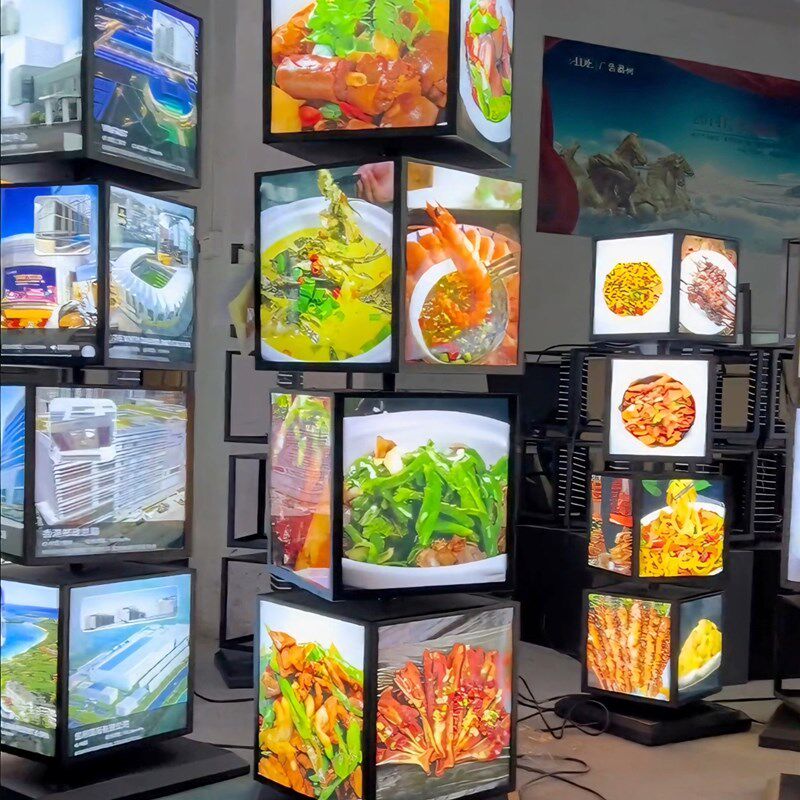 立式灯箱广告牌 菜单展示户外落地led发光移动招牌滚动旋转展示牌