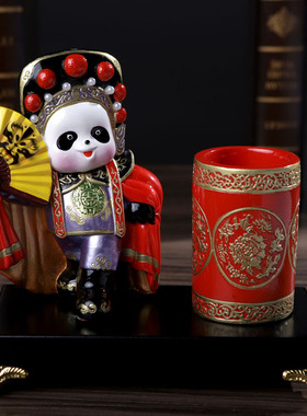 京剧中国风笔筒 书房办公装饰摆件 高档商务公关送领导送朋友礼品