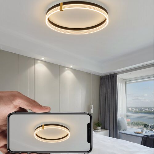 圆形led吸顶灯及简轻奢智能书房餐厅现代简约环形卧室灯110V-220V