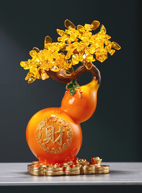 葫芦摆件发财树档大气鹿玄关客厅酒柜电视柜装饰品乔迁新居礼品