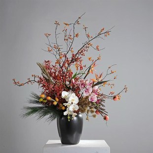 饰品 红色花艺干花摆件花束客厅样板间花艺高档软装 新中式 家居意式