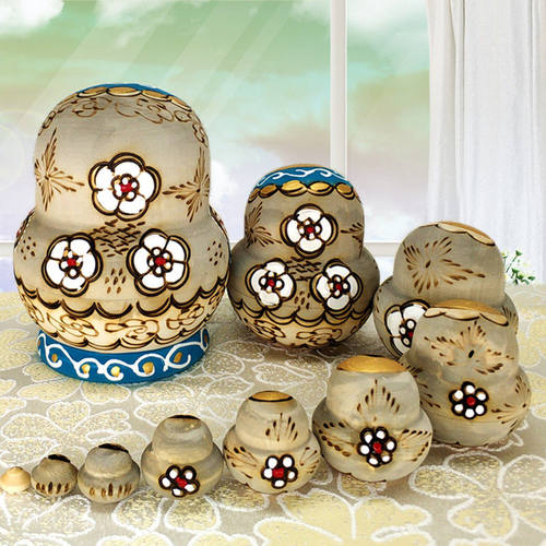 俄罗斯套娃大肚10层花环木质手工品儿童益智玩具生日礼物包邮A21