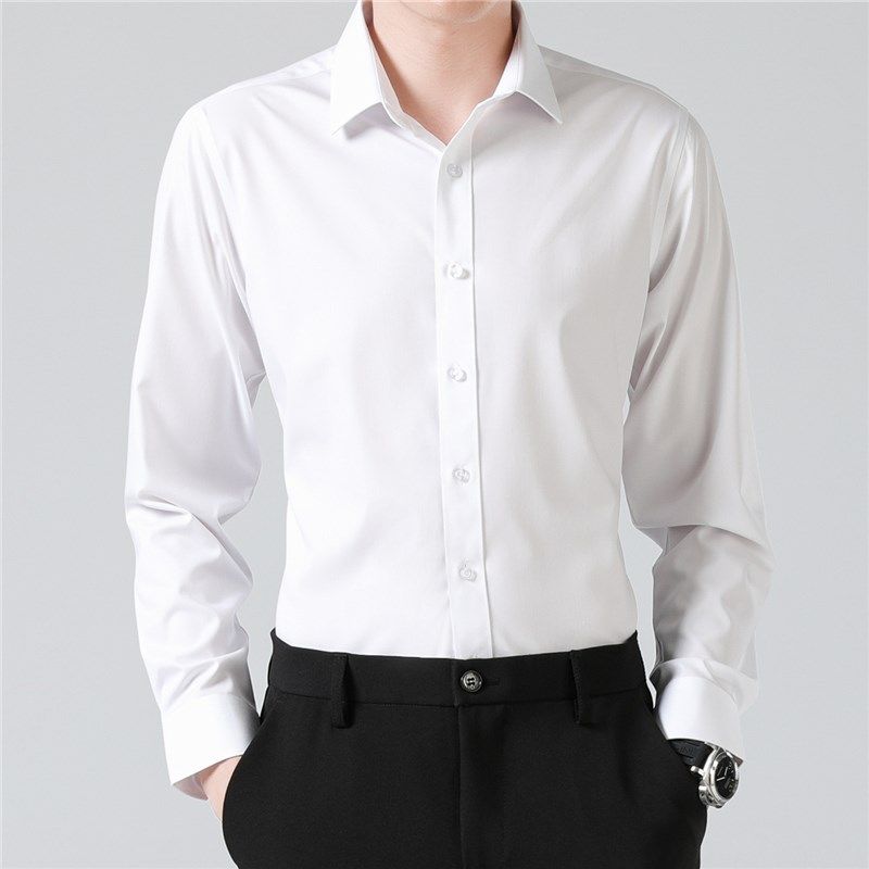 时尚休闲男士长袖衬衫白色商务正装职业装秋装内搭修身西装衬衣男