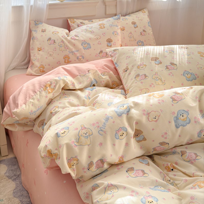 2025新款儿童全棉被套三件套纯棉150x200宿舍单人学生被罩200x230