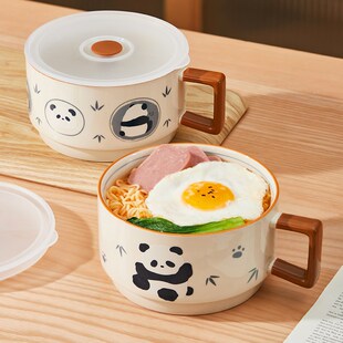 陶瓷泡面碗带盖宿舍学生家用釉下彩面碗可微波炉饭碗螺蛳粉专用碗