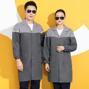 长款蓝大褂工作服男劳保服耐磨耐脏工服搬运装卸汽修养殖罩衣定制