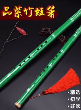 紫竹一节绿色古风短洞箫初学成人入门零基础潇F高档八孔G调乐器