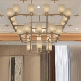 新款餐厅包间吊灯别墅复式楼梯宴会厅酒店大堂订制中式灯具