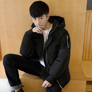 冬天男士连帽短款加厚羽绒棉服男学生白色大码情侣棉衣新款面包服