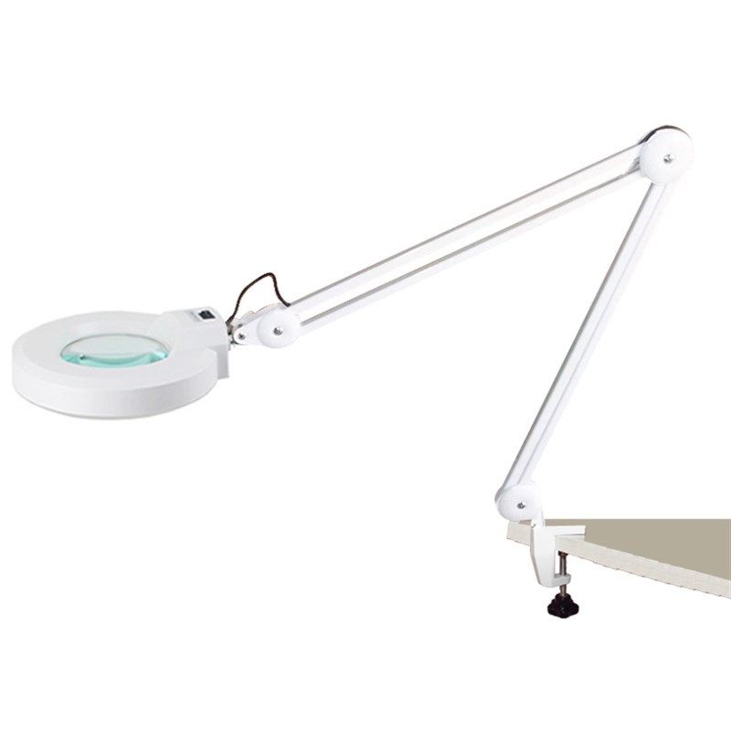 智塑夹式放大镜带LED灯20倍老人阅读台灯自锁夹台式维修放大镜台