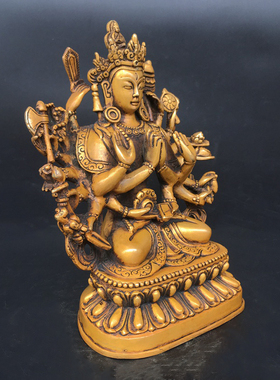 黄铜纯铜十八臂准提佛母家居千手观音铜像