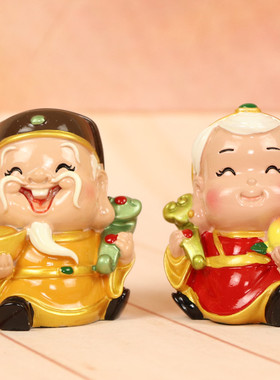 土地公土地婆供奉神像佛像摆件店铺开业福德正君地主财神爷装饰品