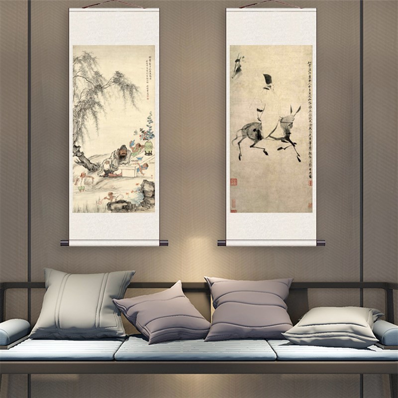 明代名家字画书法卷轴画牡丹花卉图国画水墨画绢画布艺装饰画中式图片