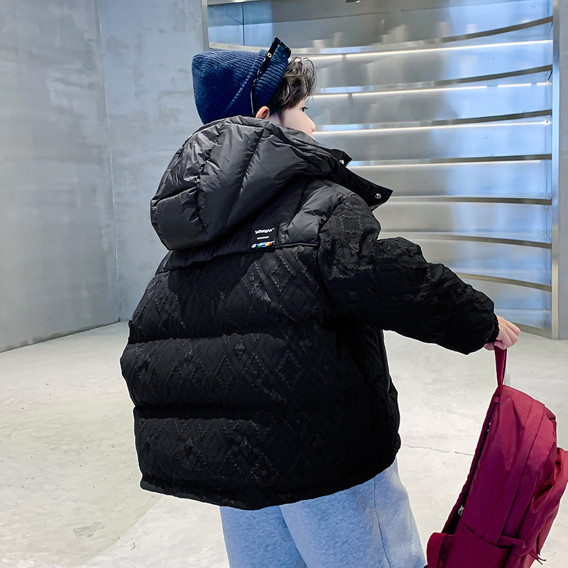 男童冬季短款加厚拼接免洗羽绒服2023新款中大童冬装防寒外套潮