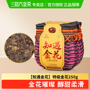 三鹤六堡茶[知遇金花]2022年特级250g金花散茶箩广西梧州茶厂黑茶