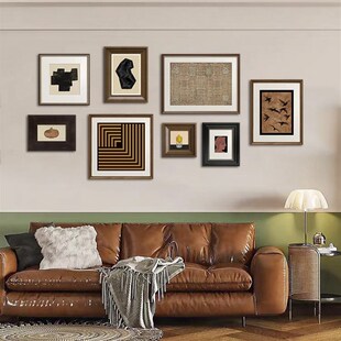 法式挂画中古风照片墙客厅玄关高级感组合床头画抽象复古装饰画