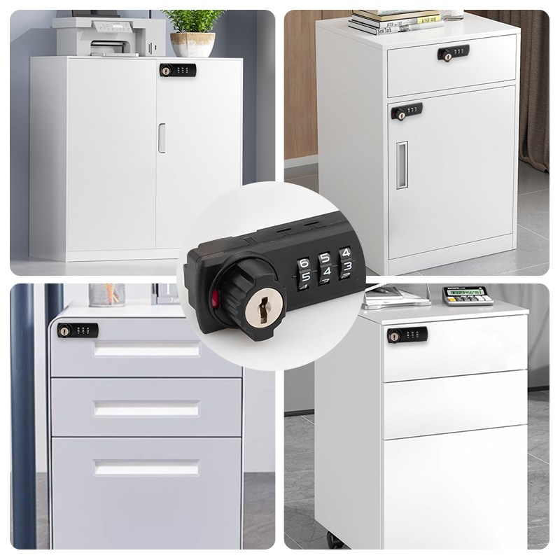 三轮机械密码抽屉锁通用文件柜锁更衣储物柜门锁办公桌抽屉三联锁