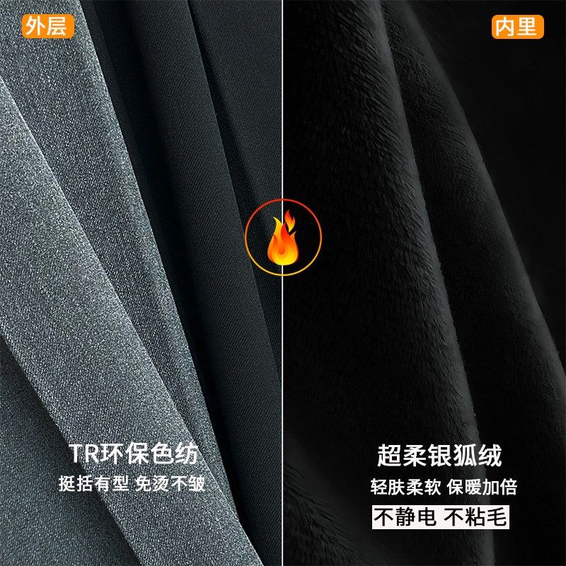 秋冬加绒西装裤女九分高腰直筒西裤职业休闲加厚小个子烟管裤子