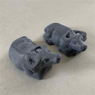 石牛摆件青石水牛卧牛石材雕刻牛工艺品茶宠流水装饰石刻石头牛