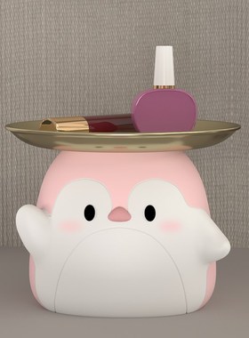 企鹅家用玄关钥匙零食收纳托盘客厅卧室桌面摆件家居装饰品存钱罐