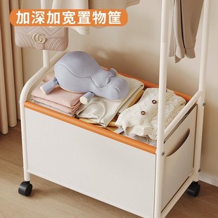 架简易收纳筐衣帽架 衣架落地卧室挂衣架可移动带轮家用室内网红裤
