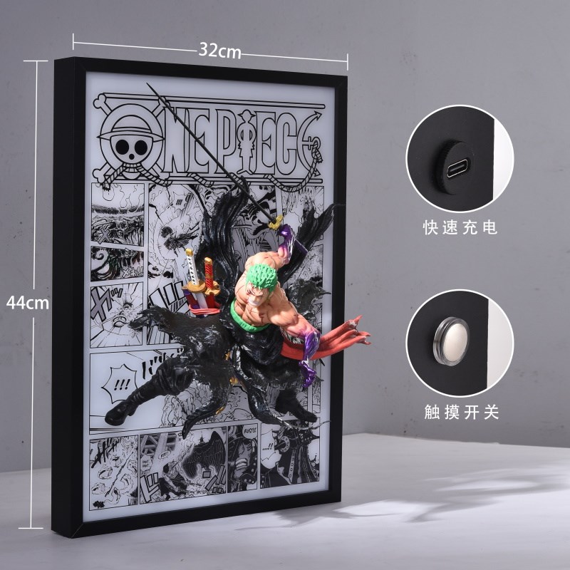 海贼王装饰画路飞索隆冲出动漫手办3D立体画电竞房挂画男生日礼物