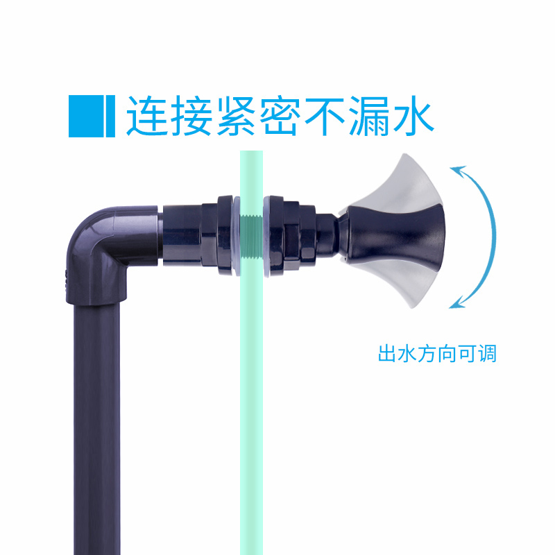 鱼缸出水接头造浪龙卷风造流头出水方向可调带密封胶垫底滤侧滤用