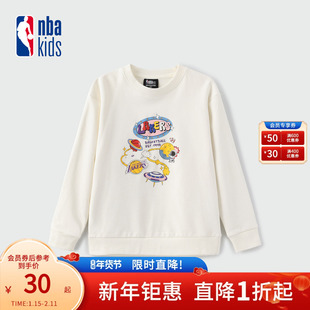 nbakids童装秋冬男女童休闲T恤长袖儿童卫衣球队印花K233TS805P