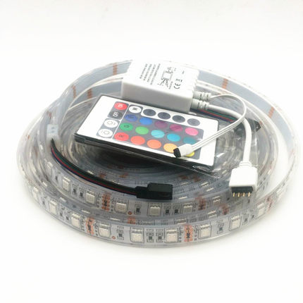 水池用彩色灯带12V5050灌胶防水RGB七彩60LED灯条24V户外喷泉灯带