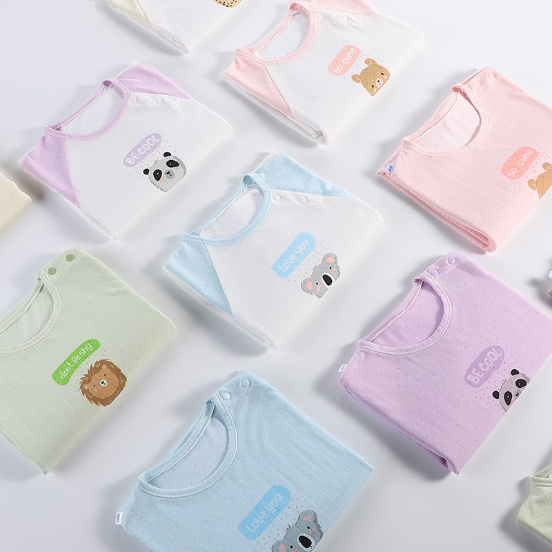 宝宝夏季睡衣婴幼儿薄款长袖长裤网眼连体衣男女童家居空调服爬服