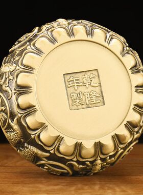 铜聚宝盆摆件家用客厅办公室新年酒柜装饰品黄铜米缸乔迁开业礼品