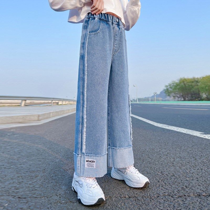 女童牛仔裤春秋2024新款中大童休闲阔腿直筒宝宝长裤秋季儿童裤子,童装/婴儿装/亲子装,裤子,淘宝优惠券,粉丝福利购,淘宝优惠卷