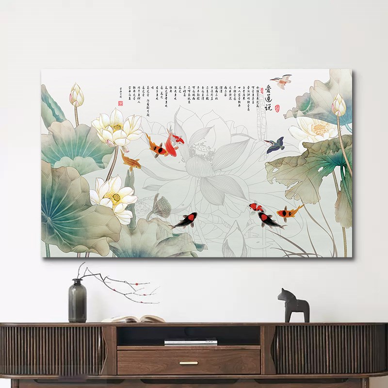 电视机防尘罩台式壁挂式通用中式荷花65英寸55寸80寸液晶盖布罩子