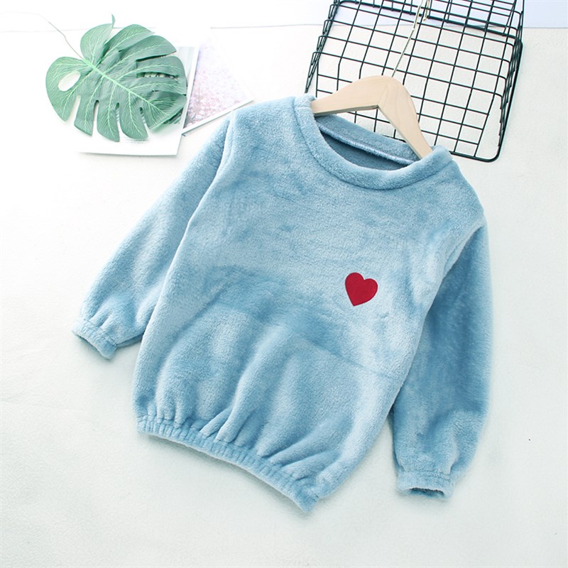 儿童暖暖衣家居服上衣男女宝宝双面法兰绒套头保暖秋冬装2024新款