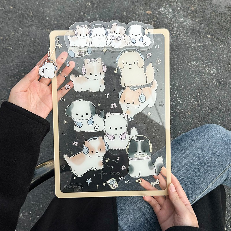 亚克力A4加厚板夹文件试卷资料夹板办公用品菜单绘画夹可爱小猫款