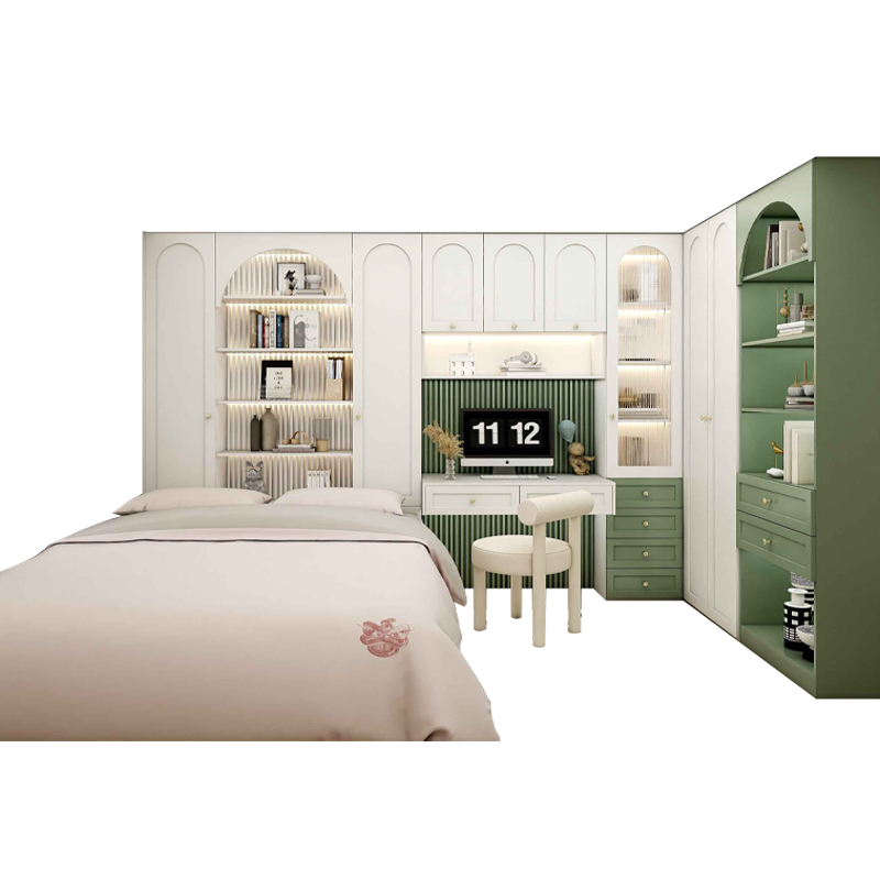美式榻榻米床定制衣柜书桌床一体卧室家用书房多功能房整体衣帽间